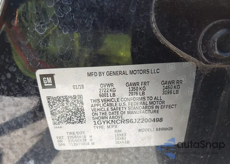 2018 Cadillac Xt5 Luxury from USA, damaged, VIN 1GYKNCRS6JZ200498